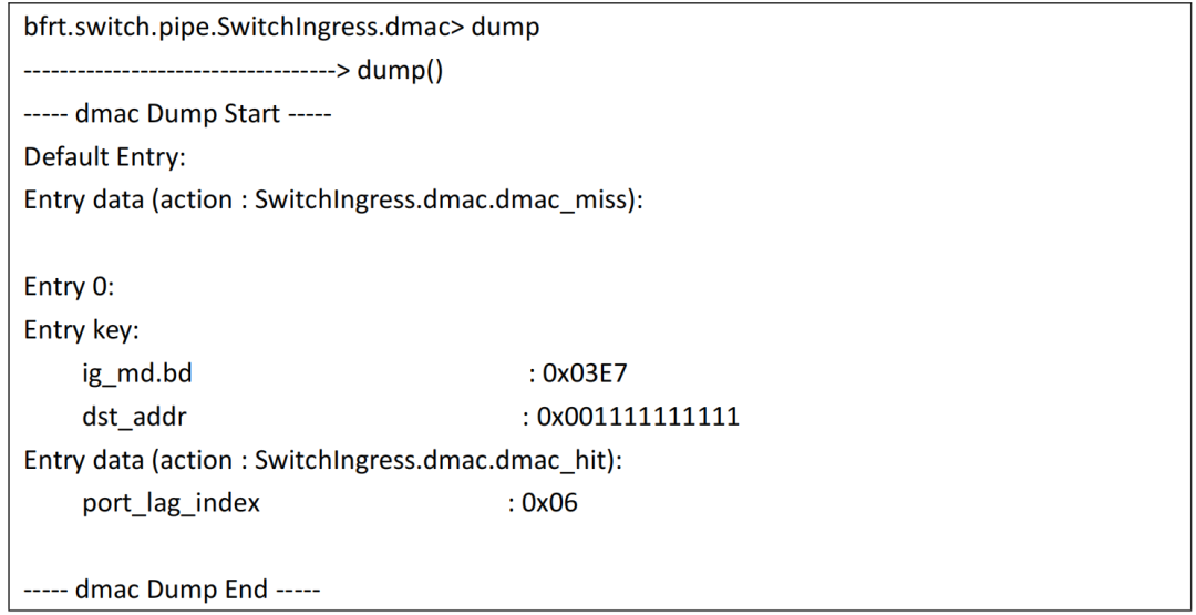 下发一条静态的MAC表的数据最终在ASIC中表现出的流表形式
