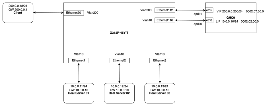 VLAN division, port assignment, port role and corresponding IP configuration are shown picture.