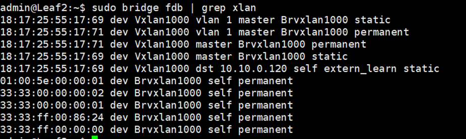 sudo bridge fdb |grep vxlan