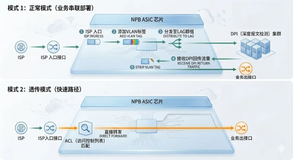 在ASIC 芯片中预置了双转发路径